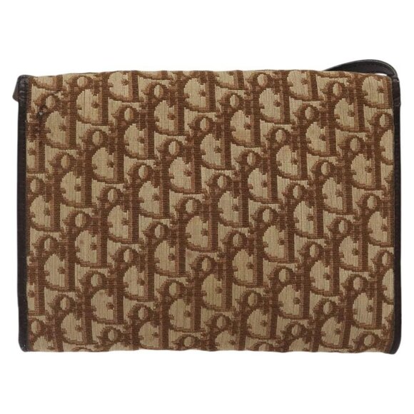 Christian Dior Trotter Canvas Shoulder Bag Brown Gold Auth - Picture 14 of 16